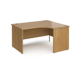 Maestro 25 right hand ergonomic desk 1400mm wide - oak top with panel end leg