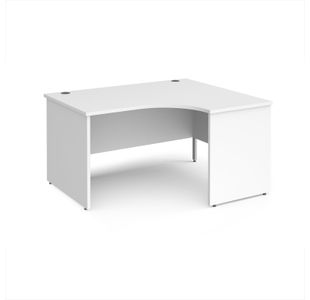 Maestro 25 right hand ergonomic desk 1400mm wide - white top with panel end leg