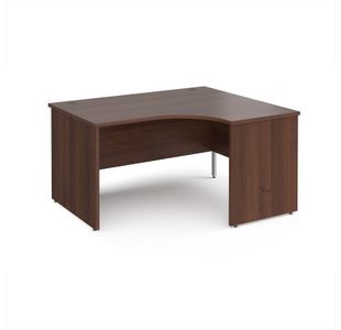 Maestro 25 right hand ergonomic desk 1400mm wide - walnut top with panel end leg