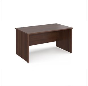 Maestro 25 straight desk 1400mm x 800mm - walnut top with panel end leg