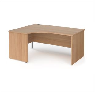 Maestro 25 left hand ergonomic desk 1600mm wide - beech top with panel end leg
