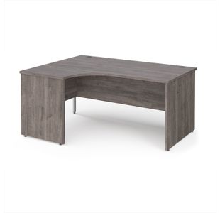 Maestro 25 left hand ergonomic desk 1600mm wide - grey oak top with panel end leg