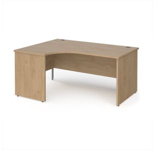 Maestro 25 left hand ergonomic desk 1600mm wide - kendal oak top with panel end leg