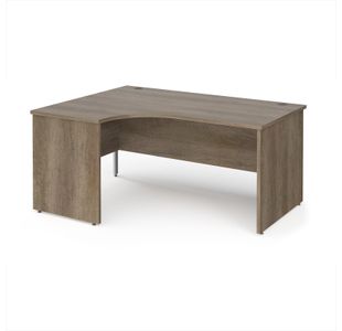 Maestro 25 left hand ergonomic desk 1600mm wide - nebraska oak top with panel end leg