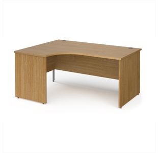 Maestro 25 left hand ergonomic desk 1600mm wide - oak top with panel end leg