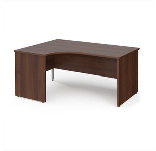 Maestro 25 left hand ergonomic desk 1600mm wide - walnut top with panel end leg