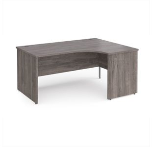 Maestro 25 right hand ergonomic desk 1600mm wide - grey oak top with panel end leg