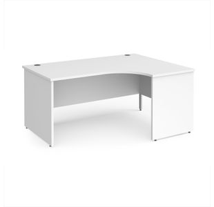 Maestro 25 right hand ergonomic desk 1600mm wide - white top with panel end leg