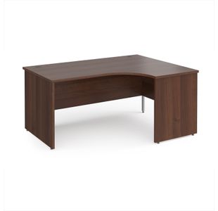 Maestro 25 right hand ergonomic desk 1600mm wide - walnut top with panel end leg