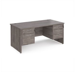 Maestro 25 straight desk 1600mm x 800mm with 2 and 3 drawer pedestals - grey oak top with panel end leg