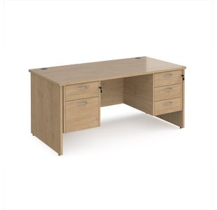 Maestro 25 straight desk 1600mm x 800mm with 2 and 3 drawer pedestals - kendal oak top with panel end leg