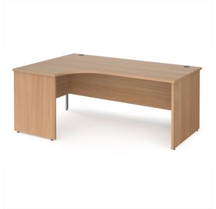 Maestro 25 left hand ergonomic desk 1800mm wide - beech top with panel end leg