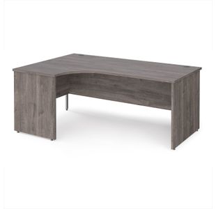 Maestro 25 left hand ergonomic desk 1800mm wide - grey oak top with panel end leg