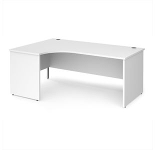 Maestro 25 left hand ergonomic desk 1800mm wide - white top with panel end leg