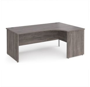 Maestro 25 right hand ergonomic desk 1800mm wide - grey oak top with panel end leg