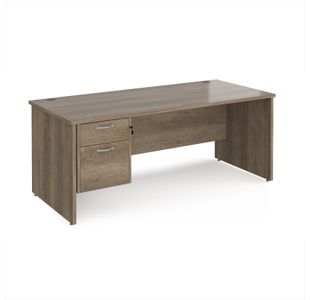 Maestro 25 straight desk 1800mm x 800mm with 2 drawer pedestal - nebraska oak top with panel end leg