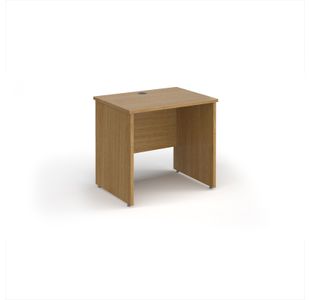 Maestro 25 straight desk 800mm x 600mm - oak top with panel end leg