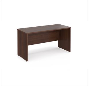Maestro 25 straight desk 1400mm x 600mm - walnut top with panel end leg