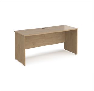 Maestro 25 straight desk 1600mm x 600mm - kendal oak top with panel end leg