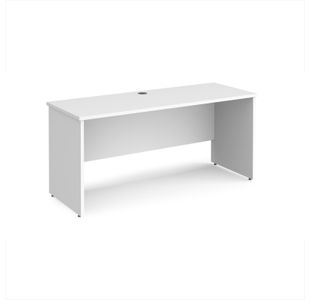 Maestro 25 straight desk 1600mm x 600mm - white top with panel end leg