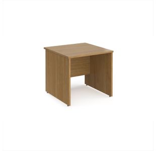 Maestro 25 straight desk 800mm x 800mm - oak top with panel end leg