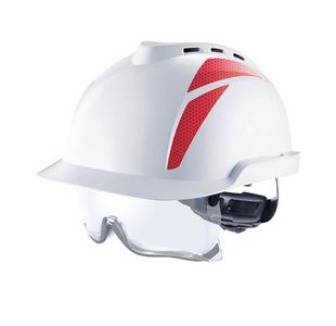 MSA V-Gard 930 Vented Helmet White W/ Integrated Spec Red Sticker