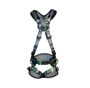 MSA V-Fit Back Chest Hip D-Ring Bayonet Safety Harness with Waistbelt Black L MSA10206546