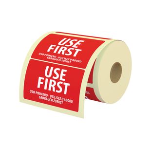 MyCafe Food Label Use First 25x25mm Removable (Pack of 1000) MYC10626