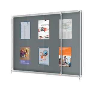 Nobo Premium Plus Lockable Noticeboard 18xA4 Sheets Grey Felt 1915338