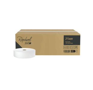 Raphael 1-Ply Twin Jumbo Toilet Roll 400m (Pack of 12) JT1400RDS