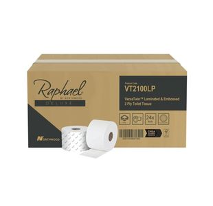 Raphael 2-Ply Versatwin Micro Jumbo Pulp Toilet Roll 100m (Pack of 24) VT2100LPDS