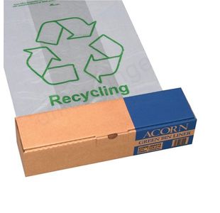 Acorn Bin Printed Recycling Bin Liner Clear Green (Pack of 50) 402573