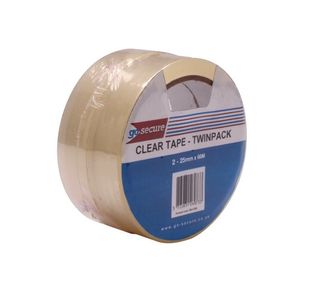 GoSecure Twin Pack 25mmx66m Clear Tape (Pack of 6) 7PB02305