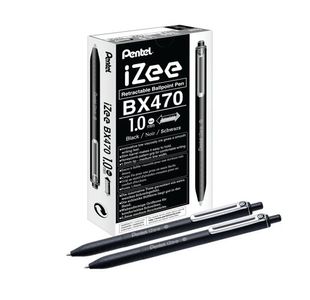 Pentel iZee Retractable Ballpoint Pen 1.0mm Black (Pack of 12) BX470-A