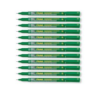 Pentel Permanent Marker Super Fine Point Green Pack of 12 NFS410-D