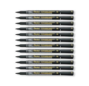 Pentel Permanent Marker Fine Point Black Pack of 12 NM470-A
