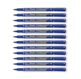 Pentel Permanent Marker Fine Point Blue Pack of 12 NM470-C