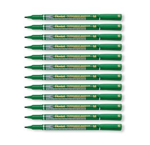 Pentel Permanent Marker Fine Point Green Pack of 12 NM470-D
