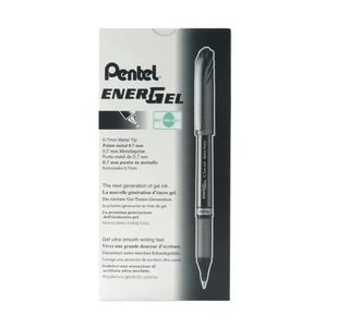 Pentel EnerGel + Metal Tip Rollerball Pen 0.7mm Black (Pack of 12) BL27-A