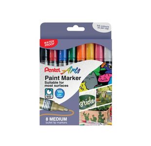 Pentel Paint Marker Medium Bullet Tip Assorted (Pack of 8) YMMP10/8-M
