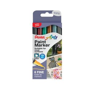 Pentel Paint Marker Fine Bullet Tip Assorted Metallic (Pack of 6) YMSP10/6MET-M