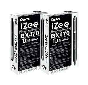 Pentel iZee Retractable Ballpoint Pen 1.0mm Black (Pack of 12) 2For1