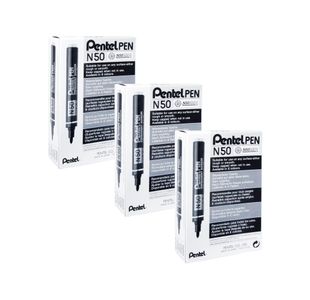 Pentel N50 Marker Bullet Tip Broad Black x12 3For2