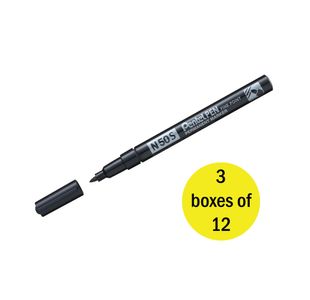 Pentel N50S Marker Bullet Tip Fine Black x12 3For2