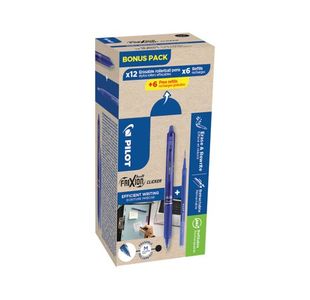 Pilot FriXion Ball Clicker Rollerball Bonus Pack Box 12 Pens +12 Refills Blue (Pack of 24) WLT435846