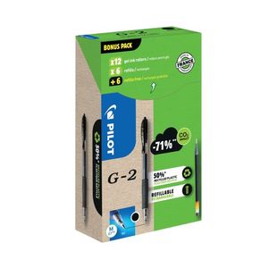 Pilot G-2 Gel Ink Rollerball Pens/Refills 12 Pens + 12 Refills Black (Pack of 24) WLT556176