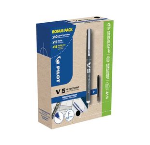 Pilot Hi-Tecpoint V5 Liquid Ink Rollerball Pen Black 10 Pens + 30 Refills (Pack of 40) 3131910556237