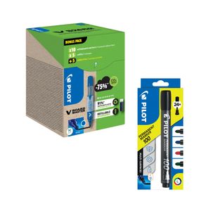 Pilot V-Board Drywipe 10 Markers+10 Refills Blue (Pack of 20) + FOC Assorted Markers