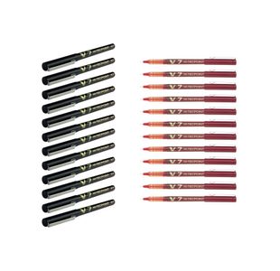 Pilot V7 Hi-Tecpoint Rollerball Buy 12 Blk Pens Get 12 V7 Red Pens FOC