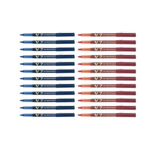 Pilot V7 Hi-Tecpoint Rollerball Buy 12 Blu Pens Get 12 V7 Red Pens FOC